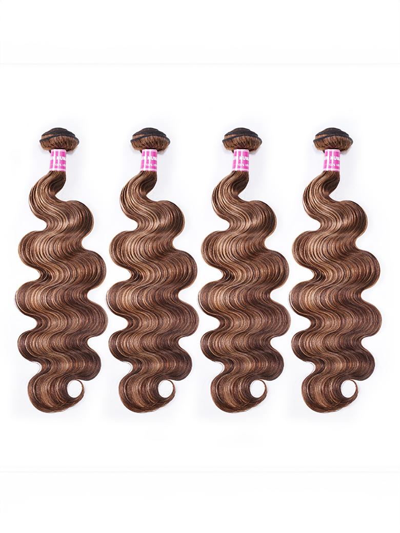 Honey Blonde Piano Highlighted Body Wave 4Pcs Bundles With Closure