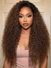 7x5 Bye-Bye Knots? & 13x4 Pre-Everything? Lace Frontal Pull And Go Black Fluffy Natural Loose Wave Curtain Bangs Wig with Free Ear Tape