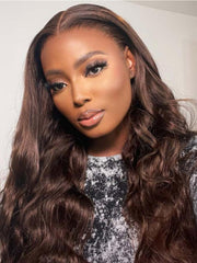 22 Inch 13x4 Lace Front Hot Chocolate Brunette Body Wave Wig