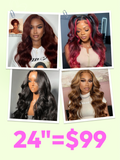 Petaluxe [24"=$99-$129] All 13x4 Front Large Lace 200%/ 180%/ 150% Density Spring & Summer Colored/ Natural Black Everyday Style Wigs