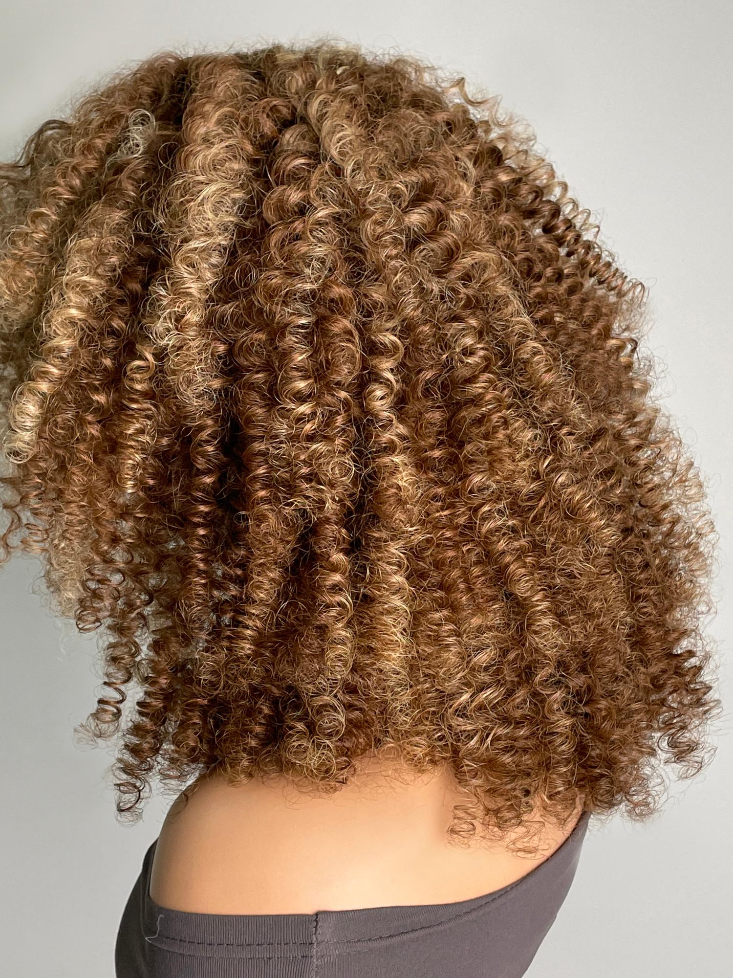 13x4 Pre-cut Lace Front Kinky Curly Honey Blonde Afro 16 Inch Shoulder Length Wig