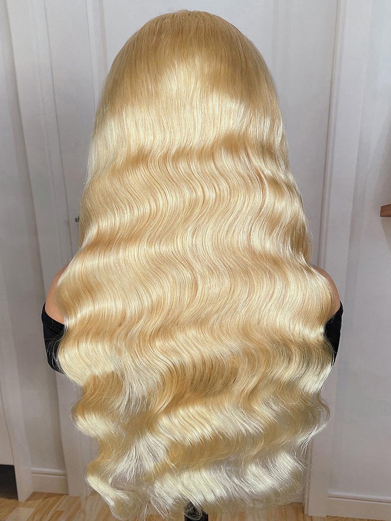 180% Density 13x4 Lace Frontal Volume 613 Blonde Body Wave Human Hair Lace Front Wig