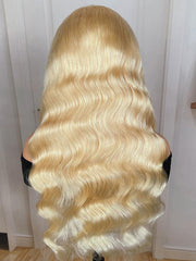 180% Density 13x4 Lace Frontal Volume 613 Blonde Body Wave Human Hair Lace Front Wig