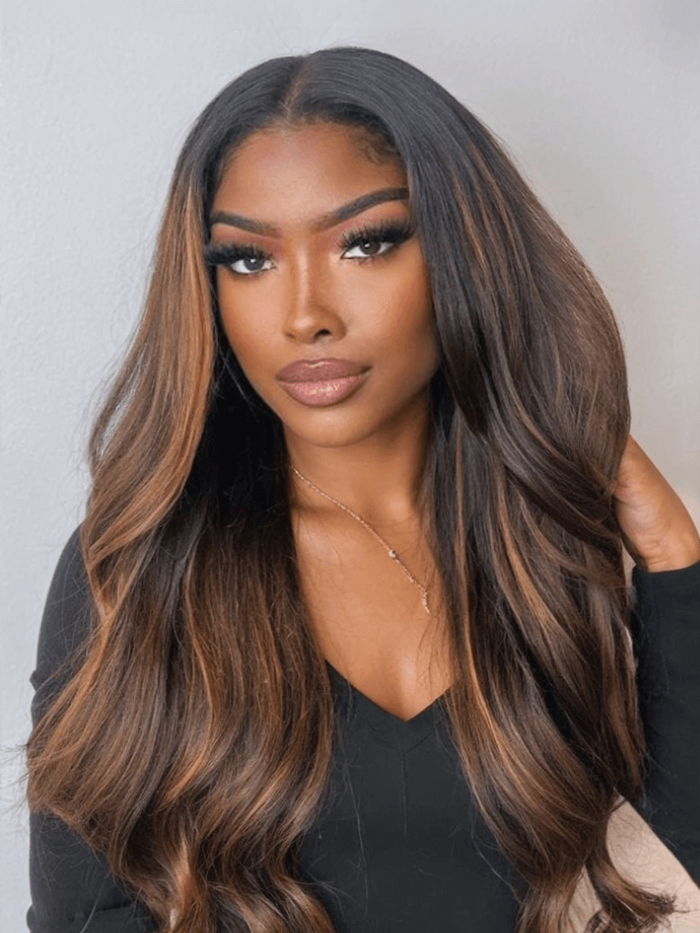 [FB] Petaluxe Bye Bye Knots™ Wig 7x5 Glueless Lace Balayage Highlight Body Wave Wig No Burden