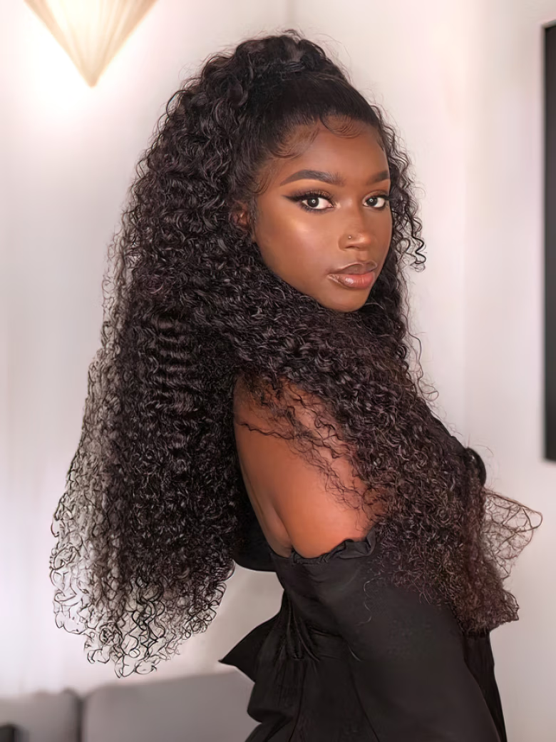 [From 24"] Glueless 180%-200% Density 13X4/5x5 HD Lace Closure Body Wave/Curly Wig Pre-plucked and Pre-bleached