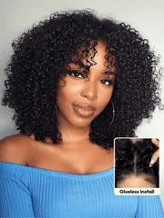 Bye Bye Knots Wig 7x5 & 13x4 Glueless Lace Black Kinky Curly Wig With Bleached Knots 150%&180% Density