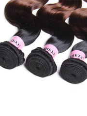 Ombre Color 1B/4/27 Body Wave Sew In 3 Bundles with Closure