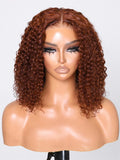 Petaluxe Put On And Go 6x4.5 Glueless Lace Bouncy Jerry Curly Reddish Brown Air Wig