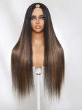 Petaluxe [24''= $138] Everyday Elegance Meets Comfort Brown Ombre Straight Yaki Beginner Friendly V Part Wig