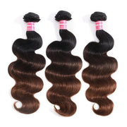 Brown Balayage 4x4 Lace Closure With 3Pcs Body Wave Bundles
