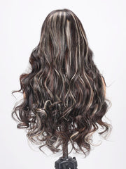 13x4 Lace Front Black With Brown & Light Blonde Highlights Loose Wave Wig
