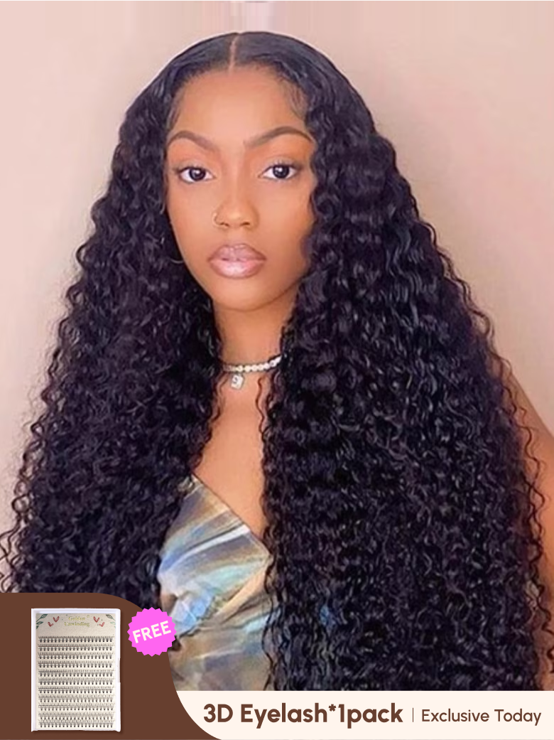 18inch Invisible Glueless HD Lace Closure Wig Deep Wave Human Hair 180% Density