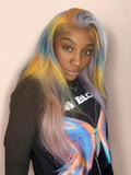 Petaluxe 13x4 Lace Front Rainbow Color On Lavender Hair Wavy Wig
