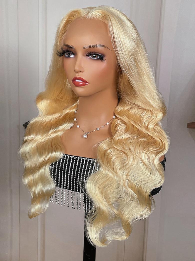 180% Density 13x4 Lace Frontal Volume 613 Blonde Body Wave Human Hair Lace Front Wig