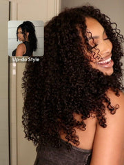 [18"-30"] EasiContour? V Part Minimal Glueless Curly Glueless Wig With Invisi Drawstring 100% Human Hair 150% Density