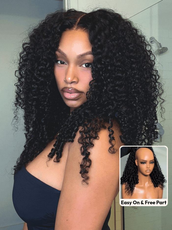 22'' Petaluxe 13x4 Pre-Everything? No Slip Lace Frontal Natural Black Burmese Curly Wig with Finger Coily Ends