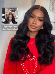 HD Bye-Bye Cap? Wig 13x4 Invisible Lace Frontal Body Wave Black Wig 180% Density With Drawstring