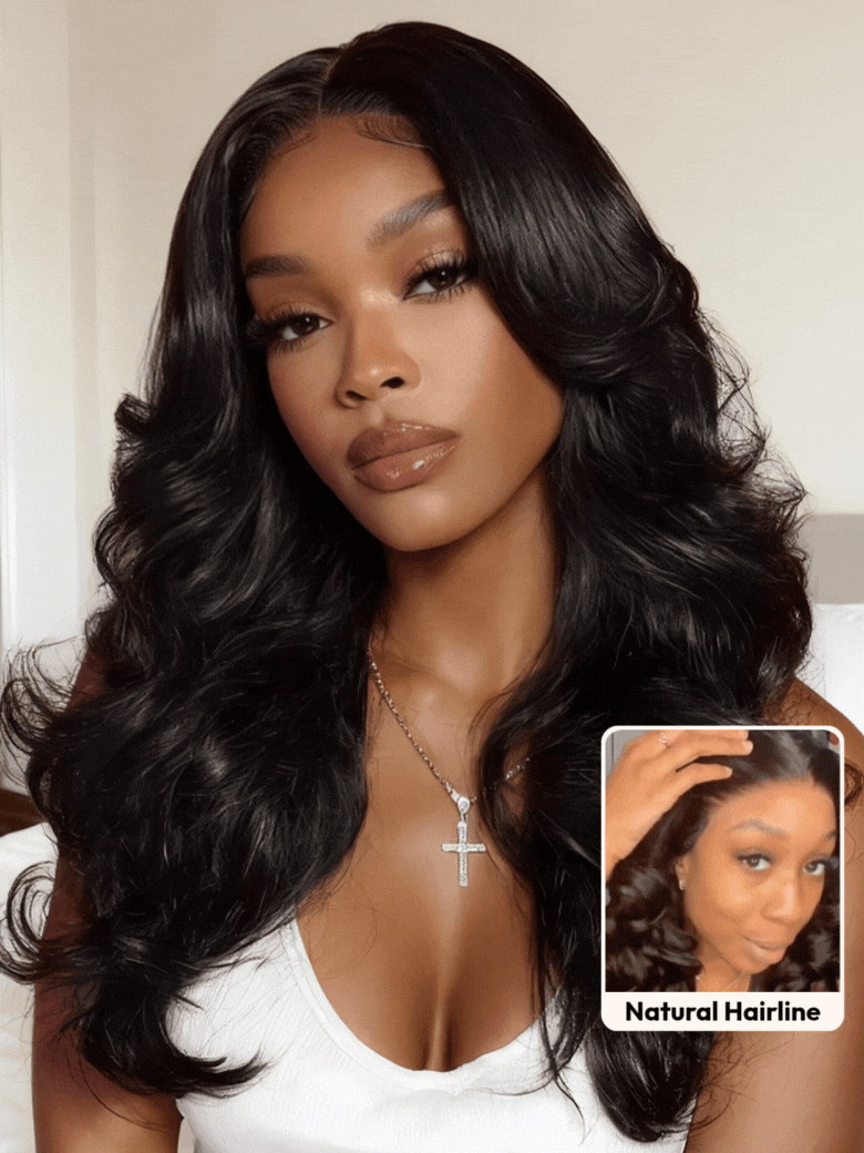 Butterfly Cut 180% Density 100% Human Hair Bye-Bye Knots? 7x5 Lace Body Curls Wig with Feathered Layers & Invisi Drawstring