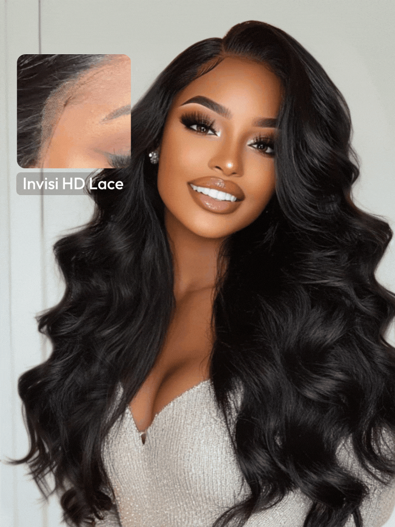 HD Bye-Bye Cap? Wig 13x4 Invisible Glueless Lace Frontal Body Wave Black Wig