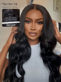 Petaluxe Natural Black 7X5 Magic Bye Bye Knots Body Wave Glueless Lace Wig