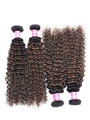 #FB30 Brown Balayage Highlight 4Pcs Jerry Curly Human Hair Bundles