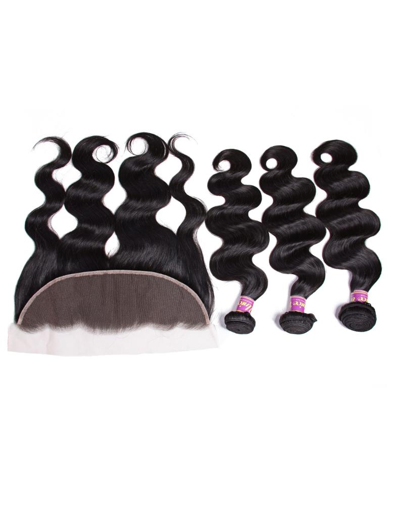 Body Wave 13x6 Lace Frontal with 3 Bundles Human Hair