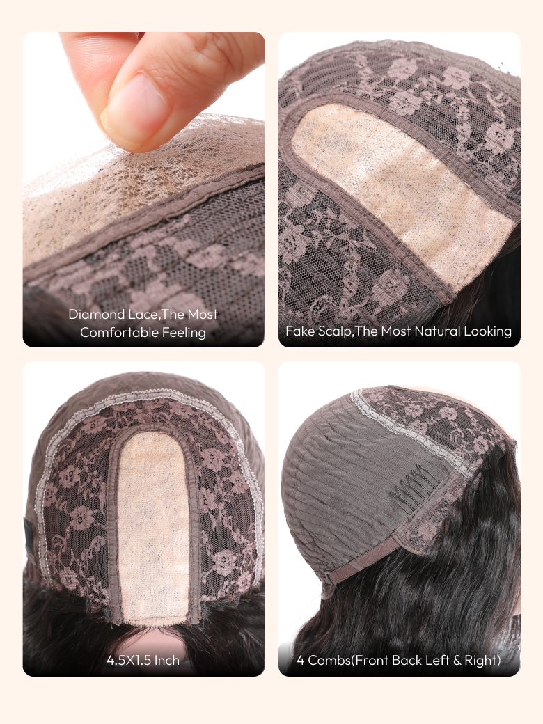 Fake Scalp Lace Wig Body Wave Human Virgin Human Hair Wig Middle Part Wig for African American Women Natural Balck Virgin Hair Wig