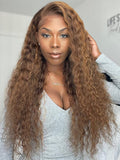 Petaluxe 13x4 Transparent Lace Frontal Toffee Brown Wigs With Highlights Cute Curls Wig