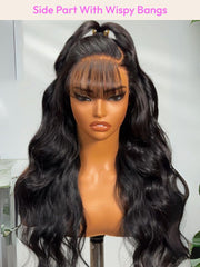13x4 Pre-Everything? Side-Part Fluffy Loose Wave Wig With Wispy Air Bangs