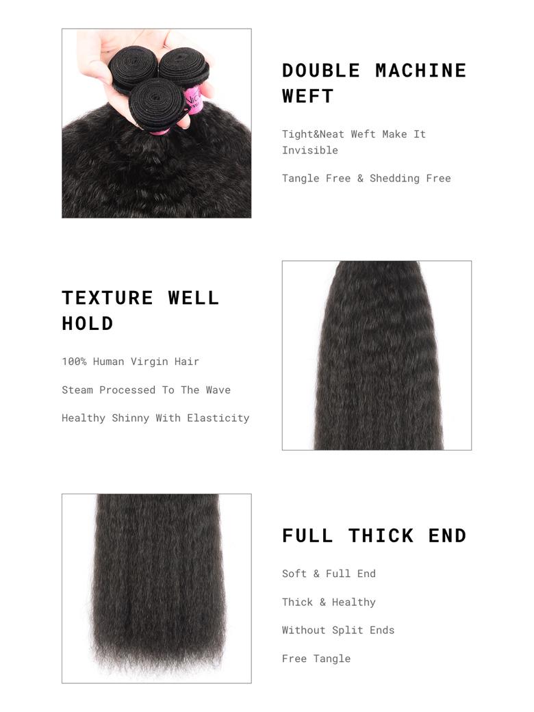 Flash sale Hair 100% Virgin Kinky Straight Hair Human Hair 3 Bundles