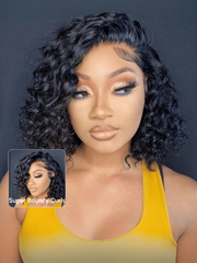 Bye-Bye Knots Wig 7x5 Lace Black Short Wavy Curly Wig