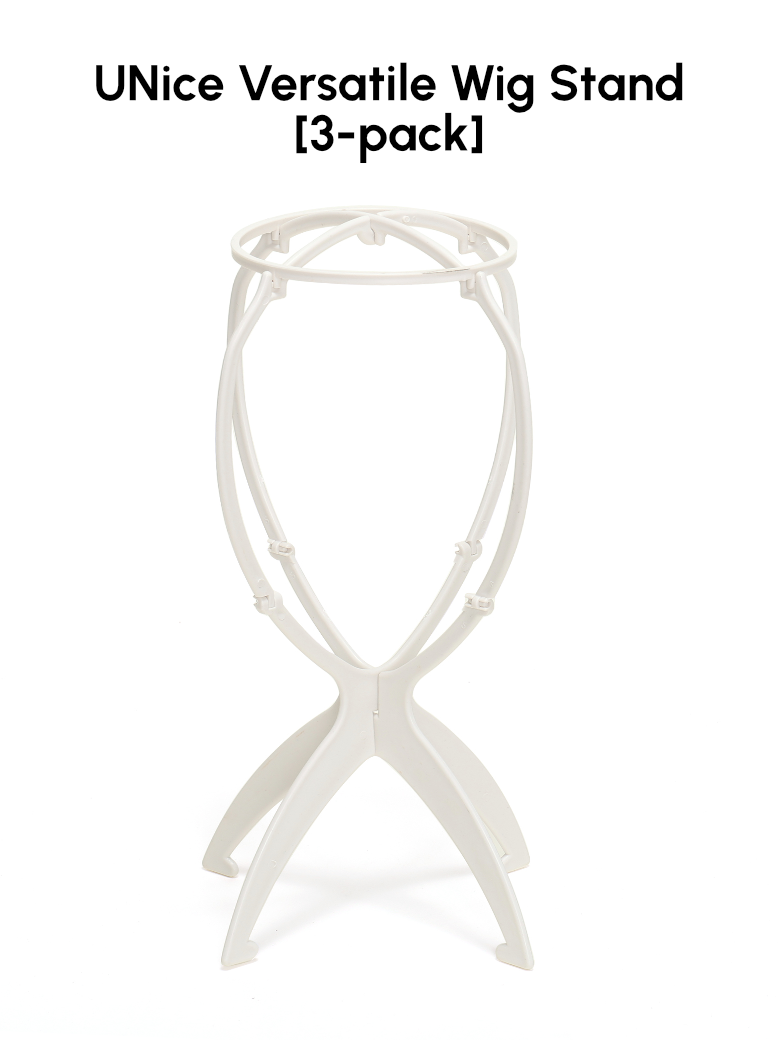 Versatile White Wig Stand & Black Foldable Wig Stand for Multiple Wigs(3-Pack)