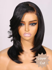 Bye-Bye Knots Wig 7x5 Lace Black Side Part Layered Cut Wig 180% Density
