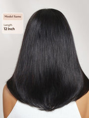 7x5 Bye Bye Slip? Lace Black Blowout Layered Bob Wig with Curtain Bang