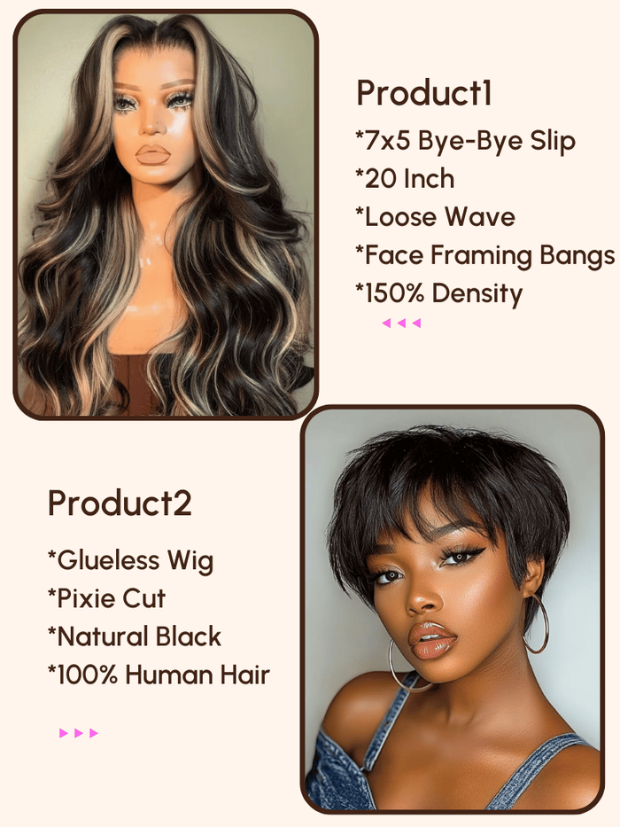 Petaluxe $169=2 Wigs | 20" 7x5 Bye-Bye Slip Wig and Glueless Wig
