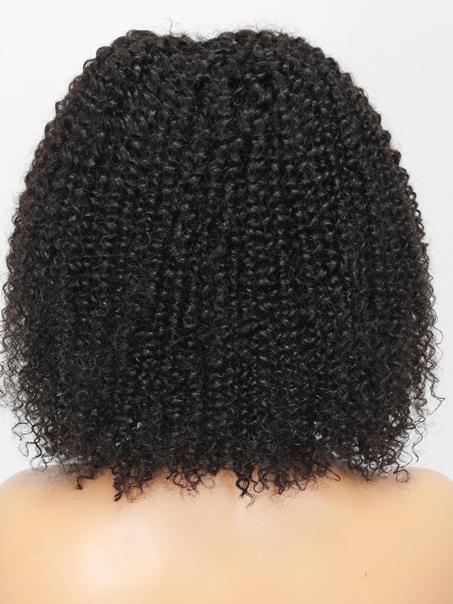 13x4 Lace Front Black Deep Curly Bob Human Hair Wig