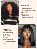 Petaluxe $119=2 Wigs | 200% Density 20" 7x5 Bye-Bye Knots Wig and Bob Wig with Bang