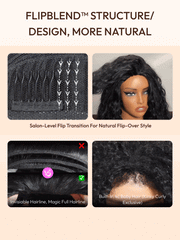 Versatile 2-in-1 Black to Brown Ombre Turn-Around Kinky Curly Half Wig Glueless for Beginners