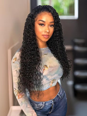Middle Part Lace Kinky Curly Wigs 150% Density Natural Hairline Glueless Wigs