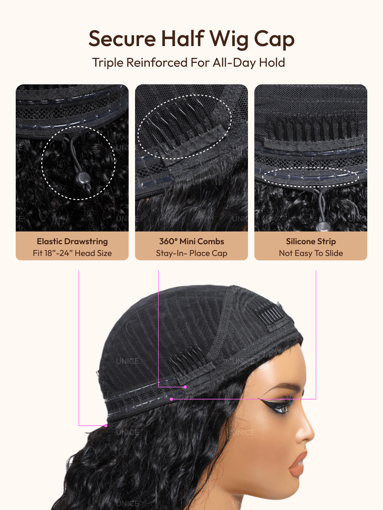 [Limited Time] Blend & Secure Half Wig & 7x5 Bye Bye Knots Water Wave With Glueless Drawstring
