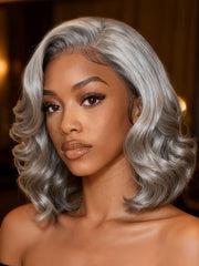 6.5x1.5 Lace Salt and Pepper Side Part Blowout Layered Bob Glueless Wig
