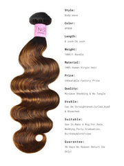 #FB30 Brown Balayage Highlight 3Pcs Body Wave Human Hair Bundles