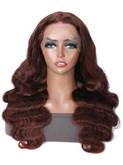 4x4 Lace Closure Budget Friendly Reddish Brown Body Wave Wig
