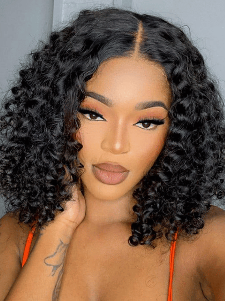 Bye-Bye Knots Wig 7x5 Lace Black Short Wavy Curly Wig