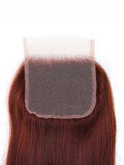 Dark Auburn Straight Remy Human Hair 3 Bundles With Closure Deal