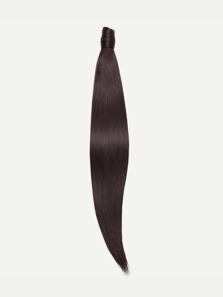 Clip In Ponytail Mocha Brown Straight Human Hair Extension