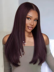 13x4 Pre-Everything? Lace Frontal Black Cherry Perfect Melt Layered Straight Wig