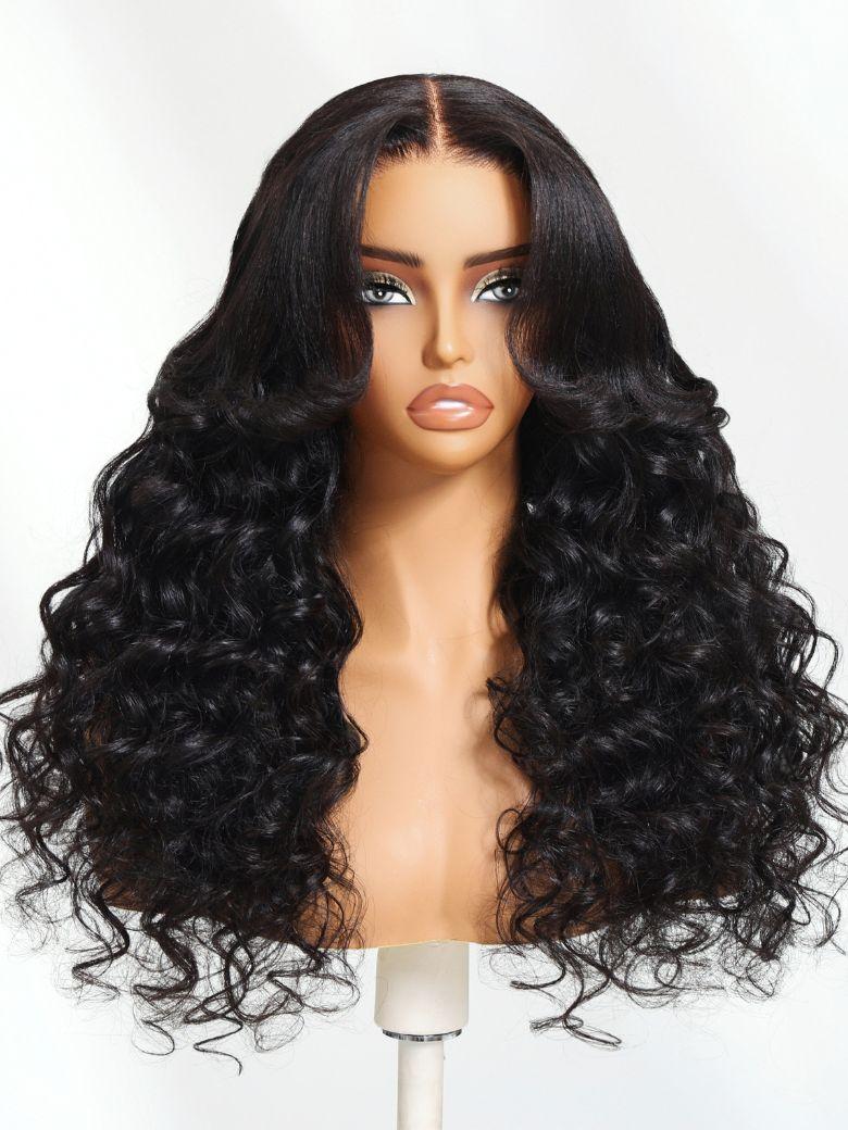 Bye-Bye Knots 7x5 Lace Black to Chestnut Brown Ombre Yaki Straight Wig With Invisi Drawstring