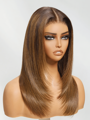 Bye-Bye Knots 7x5 Lace Caramel Blonde Layered Straight Wig