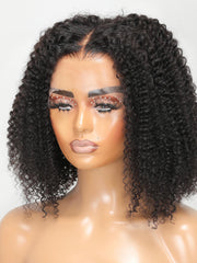 13x4 Lace Front Black Deep Curly Bob Human Hair Wig